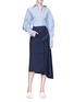 Figure View - Click To Enlarge - TIBI - 'Delmont' pinstripe asymmetric drape virgin wool blend skirt