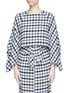 Main View - Click To Enlarge - TIBI - 'Fairfax' safety pin cuff gingham check cropped top