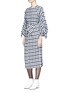 Figure View - Click To Enlarge - TIBI - 'Fairfax' safety pin cuff gingham check cropped top