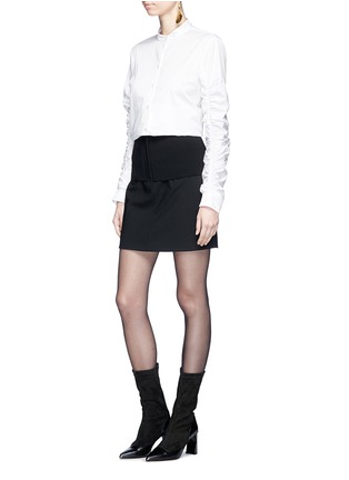 Figure View - Click To Enlarge - TIBI - 'Camille' rib knit overlay crepe mini skirt