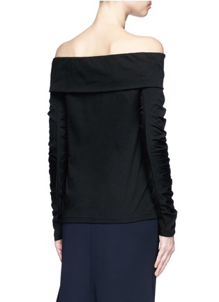 Back View - Click To Enlarge - TIBI - Off-shoulder ruched sleeve slub cotton jersey top