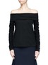 Main View - Click To Enlarge - TIBI - Off-shoulder ruched sleeve slub cotton jersey top