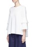 Front View - Click To Enlarge - TIBI - Tiered bell cuff crepe top