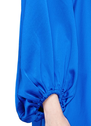Detail View - Click To Enlarge - TIBI - Single sleeve asymmetric hem satin dress
