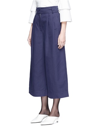 Front View - Click To Enlarge - TIBI - 'Chassis Bianca' cotton-linen culottes