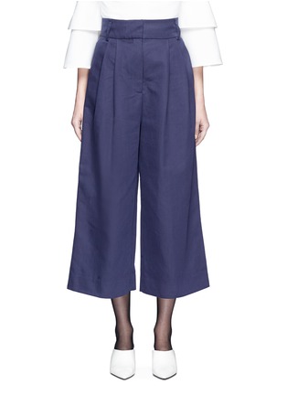 Main View - Click To Enlarge - TIBI - 'Chassis Bianca' cotton-linen culottes