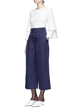 Figure View - Click To Enlarge - TIBI - 'Chassis Bianca' cotton-linen culottes