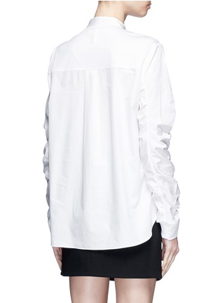 Back View - Click To Enlarge - TIBI - Ruched sleeve poplin shirt