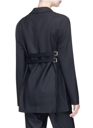 Back View - Click To Enlarge - TIBI - Safety pin strappy back blazer