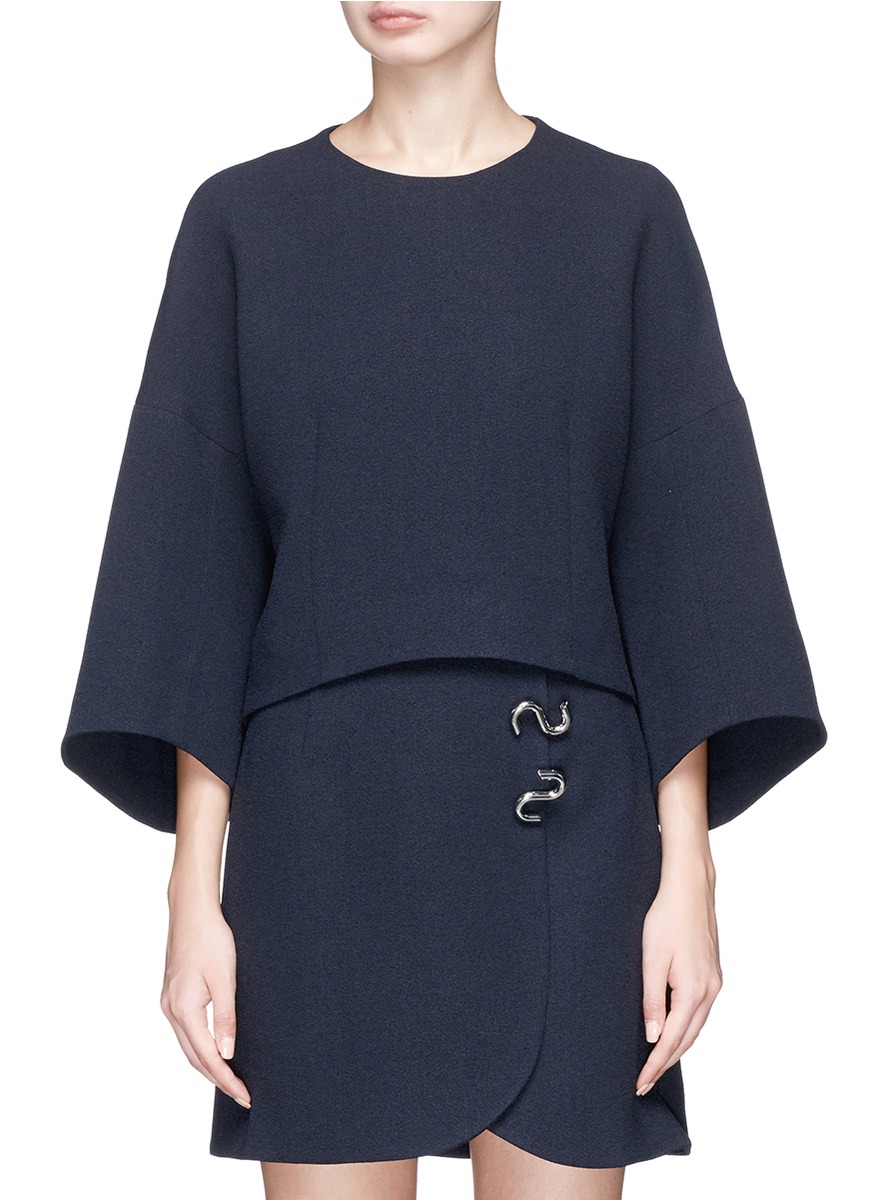 mica s型金属钮扣喇叭袖上衣