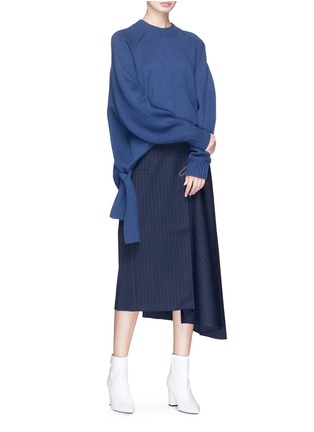 Figure View - Click To Enlarge - TIBI - Knotted sash cashmere sweater