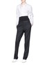 Figure View - Click To Enlarge - TIBI - 'Hanne Corset' rib knit panel high waist suiting pants