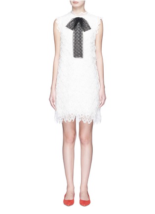Main View - Click To Enlarge - CHLOÉ - Pussybow eyelet embroidered silk organza dress