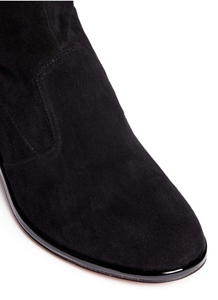 Detail View - Click To Enlarge - CLERGERIE - 'Mepe' patent heel suede thigh high sock boots