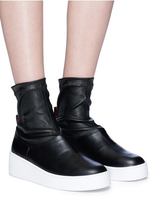 Figure View - Click To Enlarge - CLERGERIE - 'Teniera' mixed leather platform sock boots