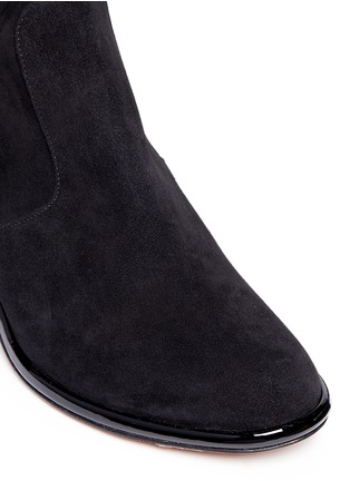 Detail View - Click To Enlarge - CLERGERIE - 'Moots' patent heel suede ankle boots