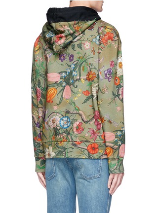 Back View - Click To Enlarge - GUCCI - 'Flora Snake' print hoodie