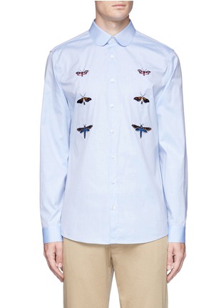 Main View - Click To Enlarge - GUCCI - Butterfly embroidered Oxford shirt