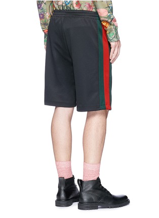Back View - Click To Enlarge - GUCCI - Web stripe outseam sweat shorts
