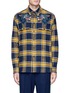 Main View - Click To Enlarge - GUCCI - Wolf appliqué check plaid flannel shirt