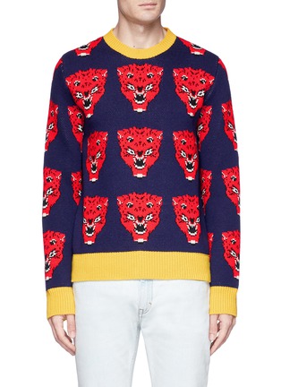 Main View - Click To Enlarge - GUCCI - Tiger jacquard wool sweater