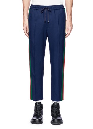 Main View - Click To Enlarge - GUCCI - Web outseam wool-mohair cropped jogging pants