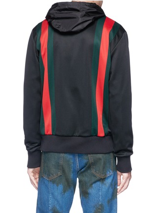 Back View - Click To Enlarge - GUCCI - Web stripe detachable hood bomber jacket