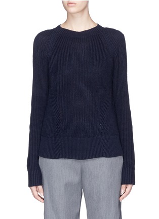 Main View - Click To Enlarge - MUVEIL - Ribbon bow cutout back cable knit sweater