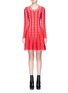 Main View - Click To Enlarge - ALAÏA - 'Girandole' stripe jacquard knit long sleeve dress