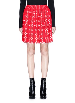 Main View - Click To Enlarge - ALAÏA - 'Sevres' scalloped floral jacquard pleated knit skirt