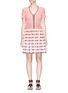 Main View - Click To Enlarge - ALAÏA - 'Faience' stripe floral jacquard knit flared dress