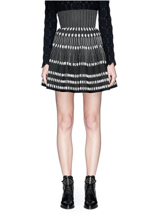 Main View - Click To Enlarge - ALAÏA - 'Shell' wide waistband dot stripe jacquard knit skirt