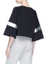 Back View - Click To Enlarge - P.E NATION - 'Power Hitter' metallic stripe wide sleeve cropped sweatshirt