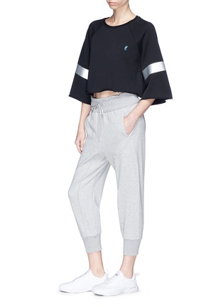 Figure View - Click To Enlarge - P.E NATION - 'Power Hitter' metallic stripe wide sleeve cropped sweatshirt