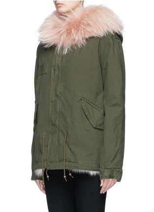 Front View - Click To Enlarge - MR & MRS ITALY - Raccoon hood fox fur mini parka