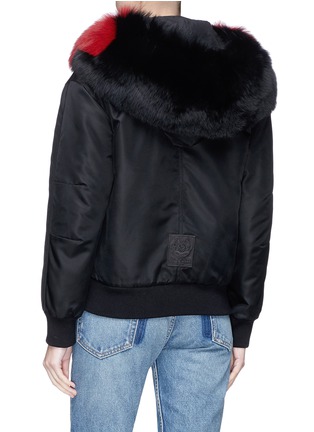 Back View - Click To Enlarge - MR & MRS ITALY - Fox hood rabbit fur bomber jacket