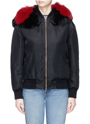 Main View - Click To Enlarge - MR & MRS ITALY - Fox hood rabbit fur bomber jacket