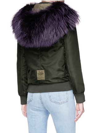 Back View - Click To Enlarge - MR & MRS ITALY - Raccoon fur hood bomber jacket