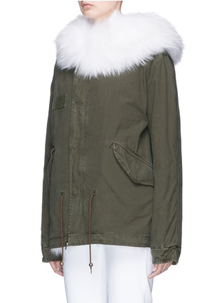 Front View - Click To Enlarge - MR & MRS ITALY - Raccoon hood fox fur mini parka