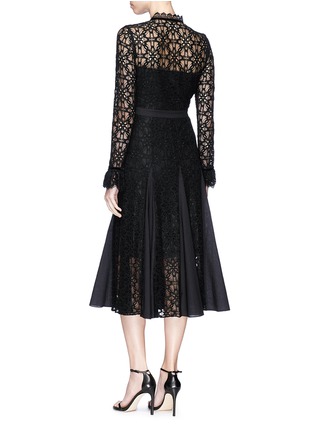Figure View - Click To Enlarge - 68244 - 'Eclipse' velvet pussybow corded floral lace dress