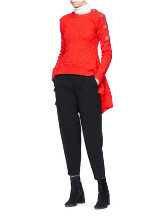 Figure View - Click To Enlarge - SONIA RYKIEL - 'Aran' flared cable knit sweater