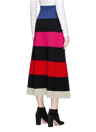 Back View - Click To Enlarge - SONIA RYKIEL - Striped wool-blend mixed knit midi skirt