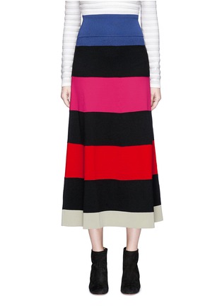 Main View - Click To Enlarge - SONIA RYKIEL - Striped wool-blend mixed knit midi skirt