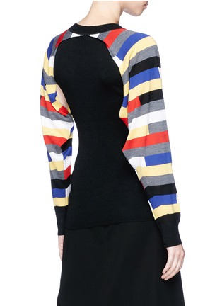 Back View - Click To Enlarge - SONIA RYKIEL - Stripe split sleeve convertible swool sweater