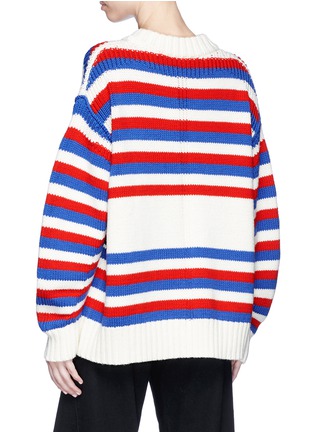 Back View - Click To Enlarge - SONIA RYKIEL - '175 Saint Germain' slogan intarsia stripe oversized sweater
