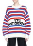 Main View - Click To Enlarge - SONIA RYKIEL - '175 Saint Germain' slogan intarsia stripe oversized sweater