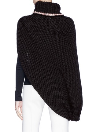 Back View - Click To Enlarge - SONIA RYKIEL - Colourblock asymmetric chunky rib knit turtleneck poncho