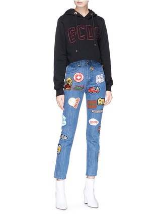 Figure View - Click To Enlarge - GCDS - Logo embroidered cropped hoodie