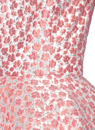 Detail View - Click To Enlarge - OSCAR DE LA RENTA - Poppies floral lamé cloqué strapless gown