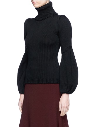 Front View - Click To Enlarge - OSCAR DE LA RENTA - Cocoon sleeve virgin wool turtleneck sweater